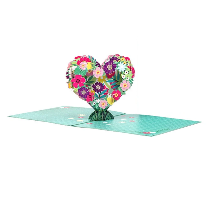 

3D Popup Card, Flower Heart, Handmade Popup Greeting Cards, For Birthday, Mother's Day, Valentine's Day, All Occasion