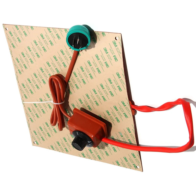 

1400-2000W 500x350-500mm Silicone Rubber Coated Fiberglass Heating Pad with Holes Mechanical Knob Thermostat 30-150 Degree