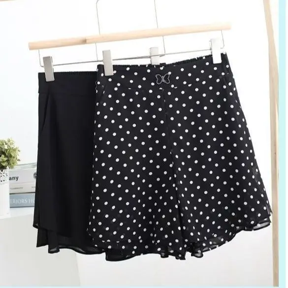 ruffle Shorts Skirts Women's Clothing Summer 2023 New High Waist Slim A-line Wide Leg Pants Double Layer Chiffon Culotte BC130