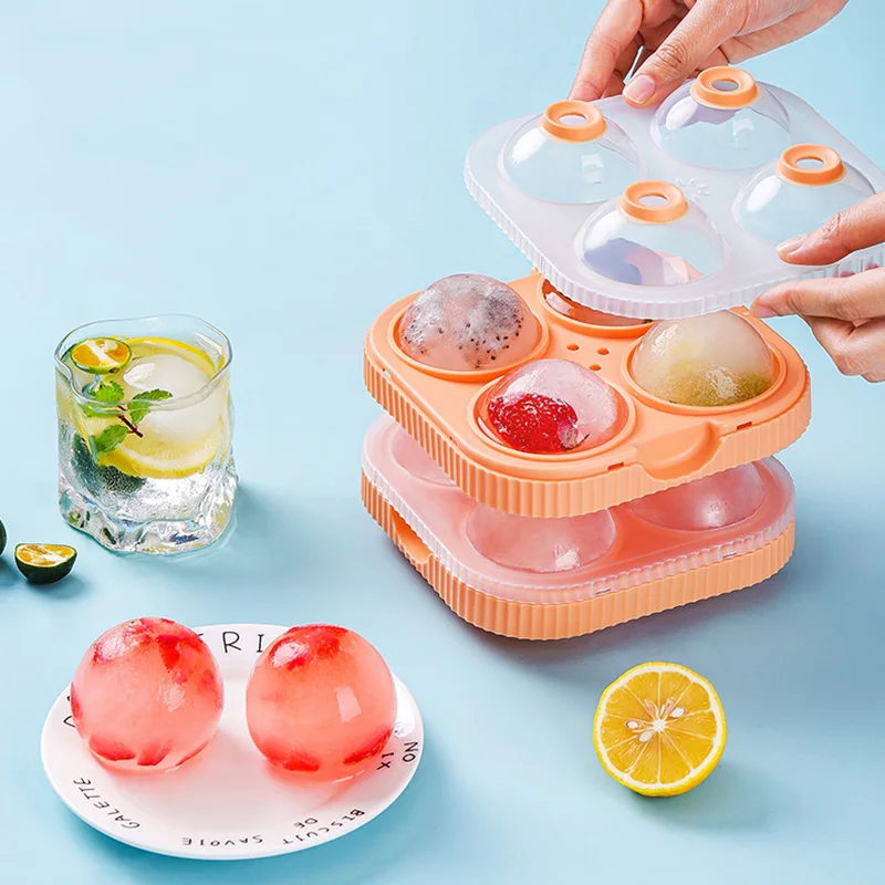 

4 Grid Ice Ball Big Maker Molds Whiskey Spherical Moulds Food Grade Silicone Tray Creative Homemade Artifac Kitchen Gadgets