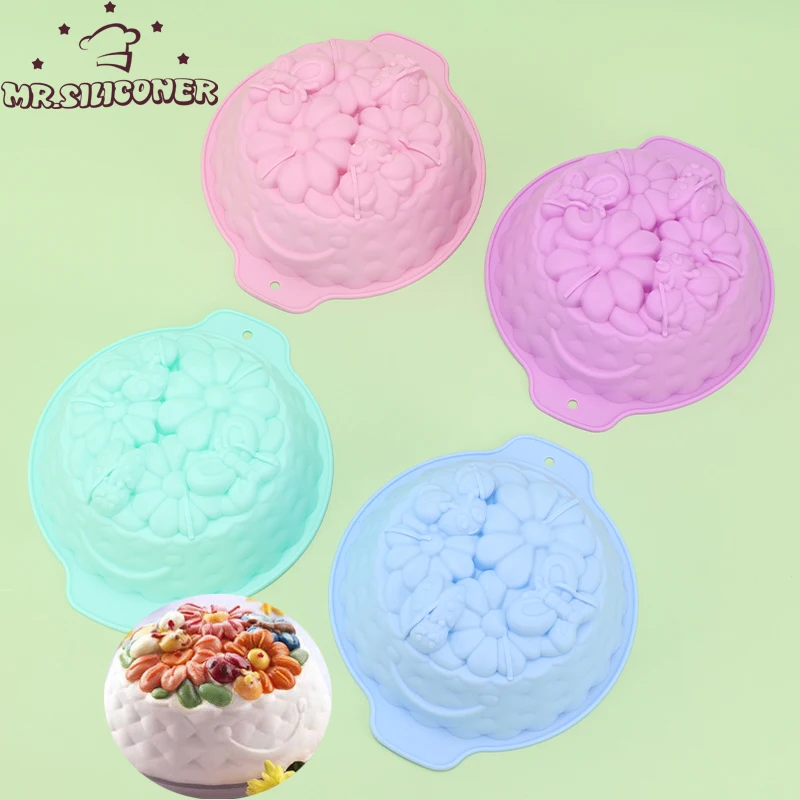 

Silicone Mold Insect Flower Cake Mold Garden Bakeware New Creative Butterfly Baking Tools Brithday Cake Mould