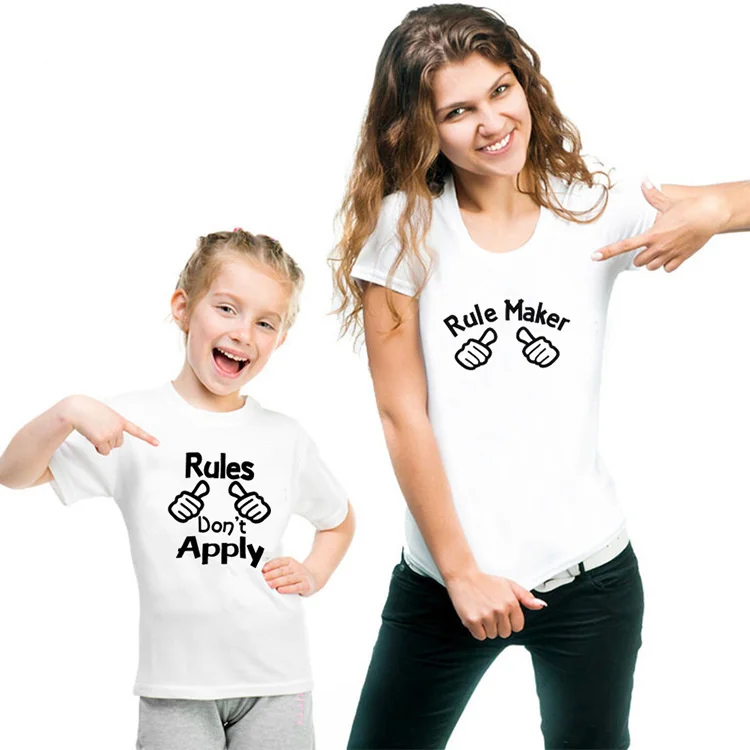 

Ins crew neck rcle maker printed mother daughter father son T-shirt