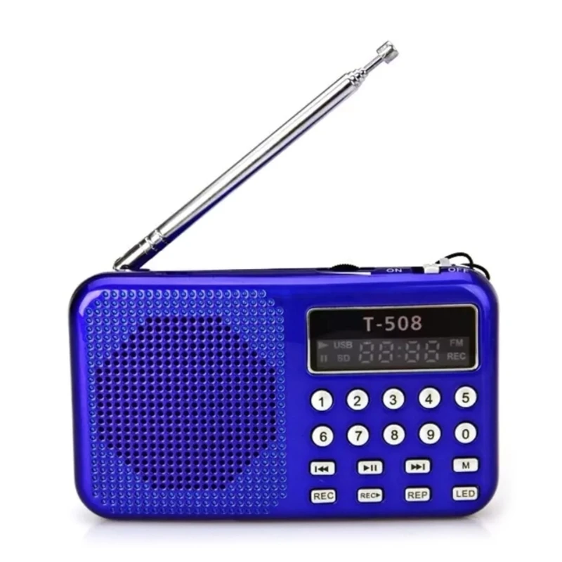 

FM Radio USB TF MP3 Music Player Mini Portable Speaker Telescopic Antenna Reception for the Elderly Indoor Home T-508