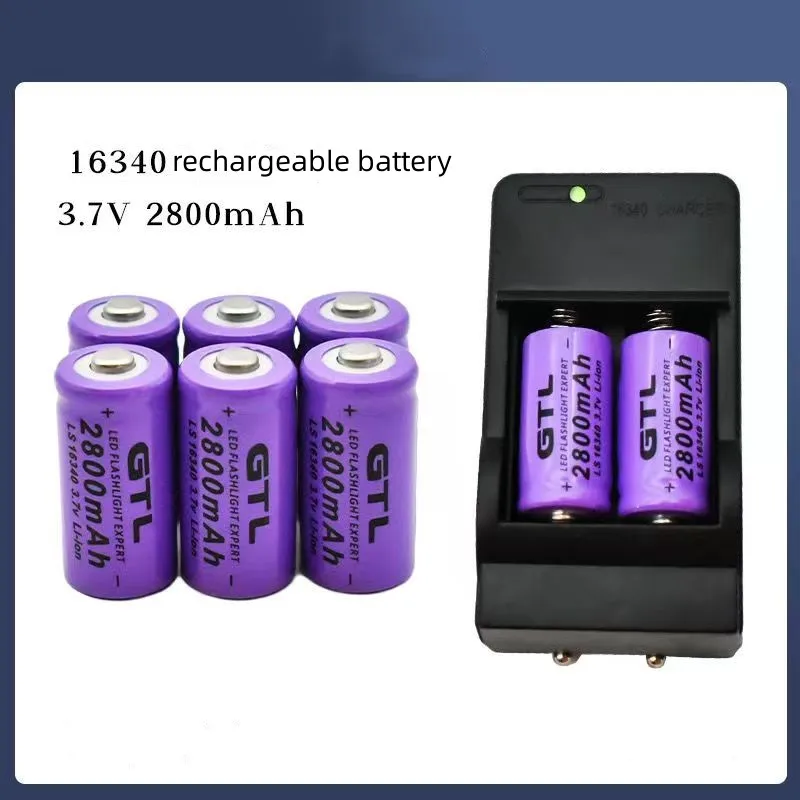 

Batteries Li-ion rechargeables 16340 3.7V 2800mAh pour lampe de poche LED chargeur mural de voyage CR123A nouveauté