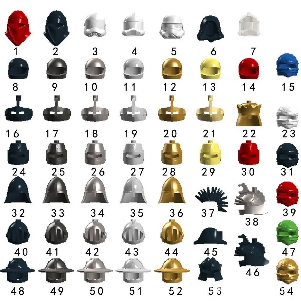 20/50PCS helmet accessories knight legion long gun mini doll assembly building blocks children's toys medieval knight weapons