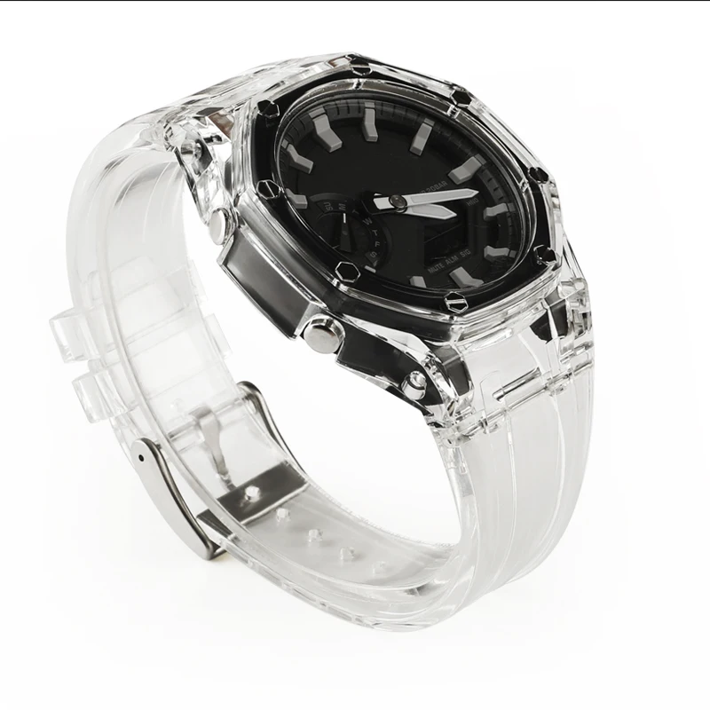GA2100 GA-2100 прозрачный чехол резиновый ремешок для Casio G ShockGA-2100 запасные части -