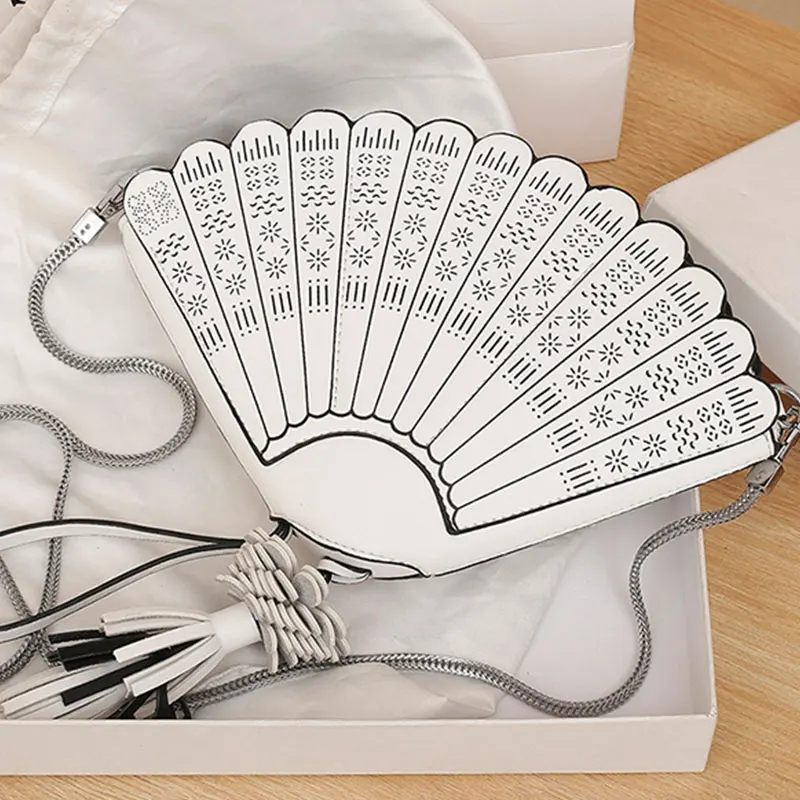 

Women Bag Fan Shaped Shoulder Bags Creative National Women Shoulder Bags Designer Brands Tassel Crossbody Bag Chic Packs 2022