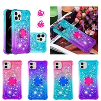 gradient liquid quicksand case for iphone 14 13 12 11 pro max se2 xr xs 6 7 8 plus magnetic car glitter cover ring holder stand