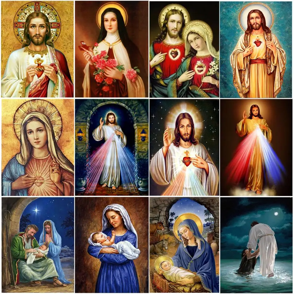 

5D DIY Religious Diamond Embroidery Jesus Full Drill Diamond Painting Resin Diamond Mosaic Art Home Decoration Gift