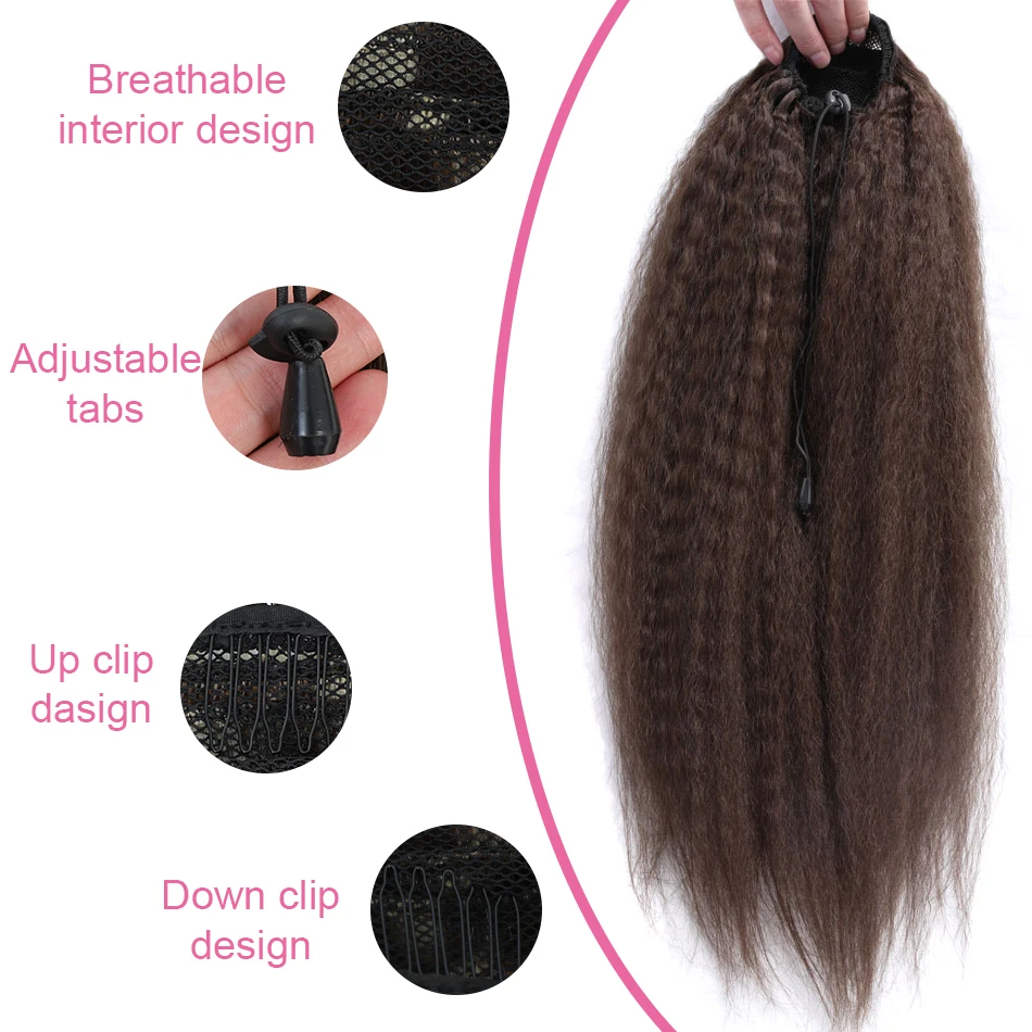 Audelami курчавые прямые накладные волосы на шнурке наращивание конского хвоста 100%