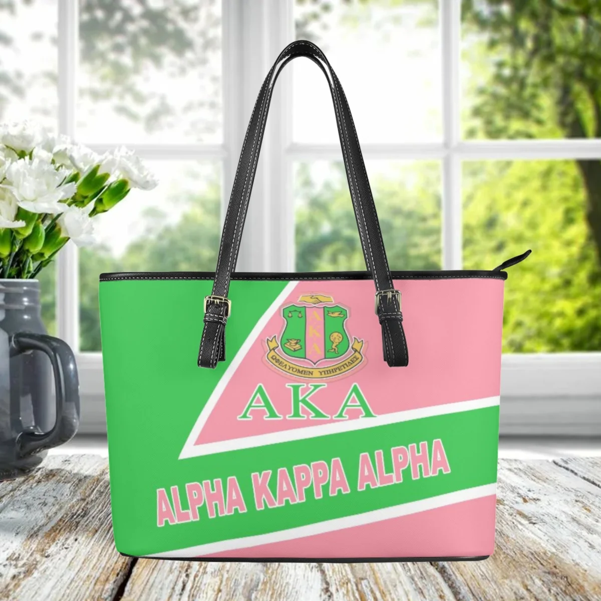 

Alpha Kappa Alpha Printed Luxury PU Leather Women Handbags High Quality Shoulder Bags for Ladies Elegant Clutch Outdoor Totes