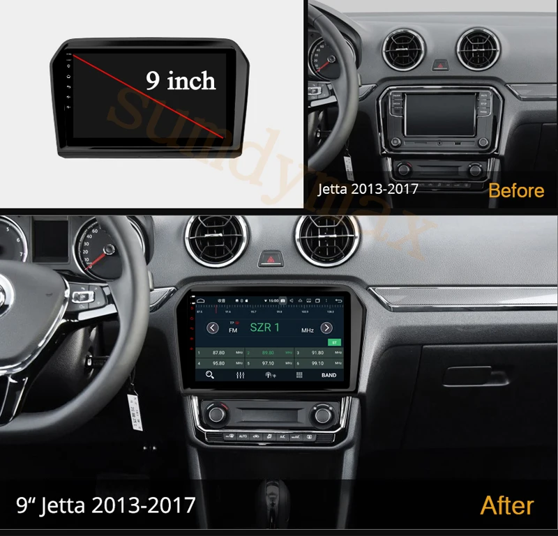 Фото Рамка для автомобильного радио 9 дюймов для VOLKSWAGEN VW Jetta 2013 2014 -2017, Центральный держатель консоли, установка, автомобильный мультимедийный плеер, лицевая панель №2