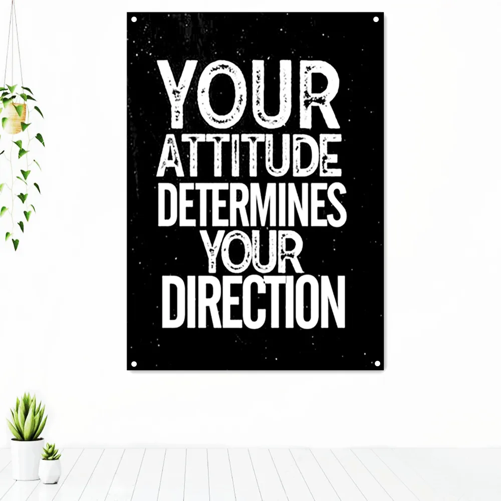 

YOUR ATTITUDE DETERMINES YOUR DIRECTION. Inspirational Banner Flag Wall Hanging Success Motivational Poster Wall Art Tapestry