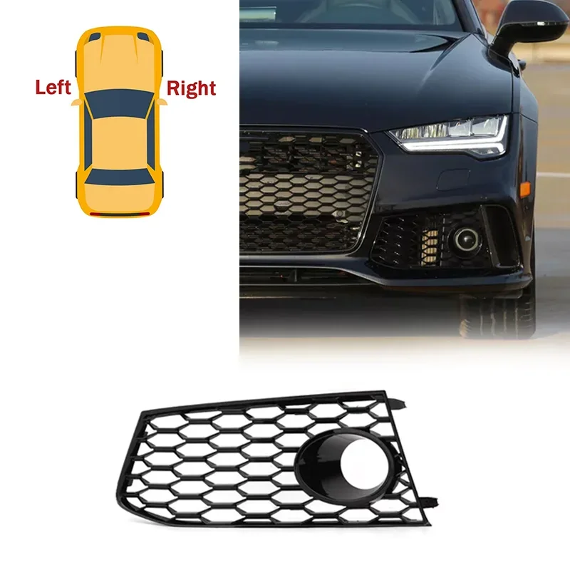 

Глянцевый черный сетчатый автомобильный противотуманный фонарь HONEYCOMB для Audi RS7 2014 2015 2016 2017 2018, решетка переднего бампера 4G 8807681 Г