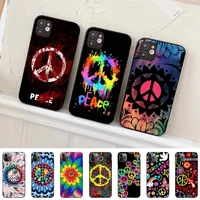 psychedelic art peace phone case for iphone 11 12 13 mini pro max 8 7 6 6s plus x 5 se 2020 xr xs funda case