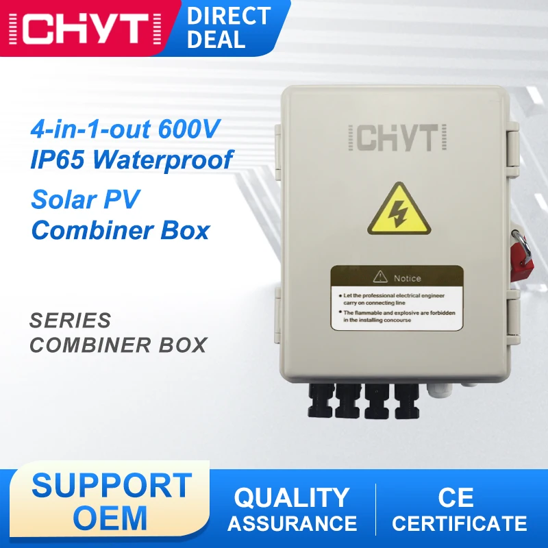 

4-in-1-out 600V 8WAY IP65 Waterproof PC Electrical Surface Mounted Solar PV Surge Protection DC Distribution Box Combiner Box
