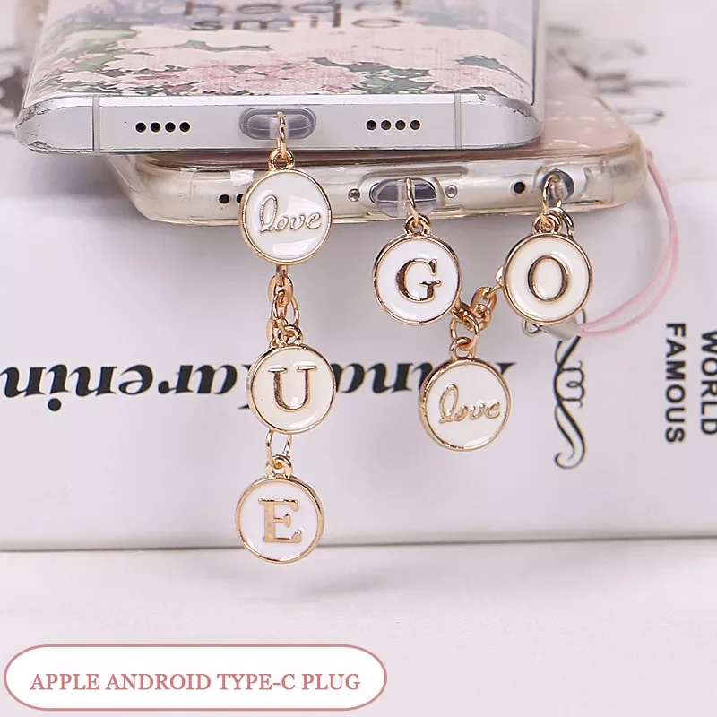 

Customized letter phone dust plug headphone jack Data port Android Type-C phone accessories accesorios para celulares домкрат