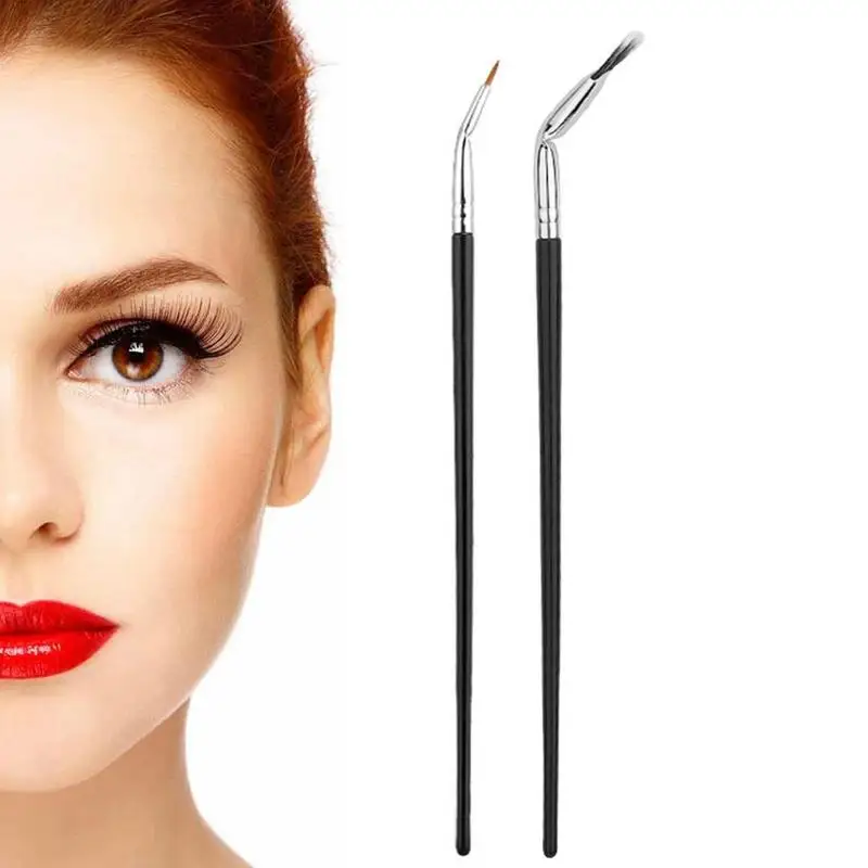 

Angled Fan-shaped Eyelash Brush Double Layer Fine Brush Head Solid Wood Baking Varnish Sunflower Eyelash Brush Make Up Tool