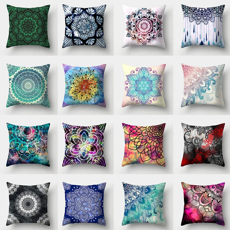 

Mandala Pillow Covers 45x45 Living Room Cushion Cover Sofa Cushions Decorative Throw Pillows Pillowcases Home Decor Polyester