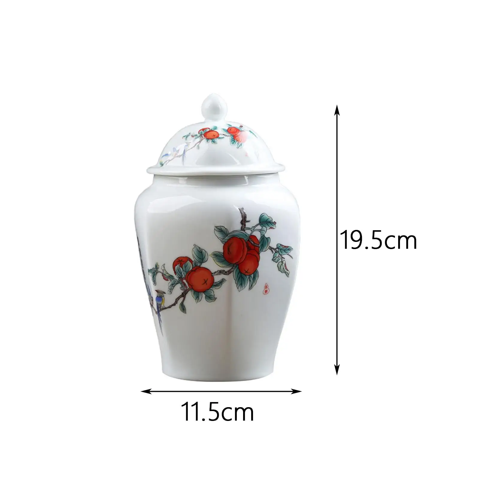 

Ceramic Ginger Jar with Lid Food Storage Jar Table Centerpiece Hand Painted Glazed Tea Canister Flower Vase Home Decoration