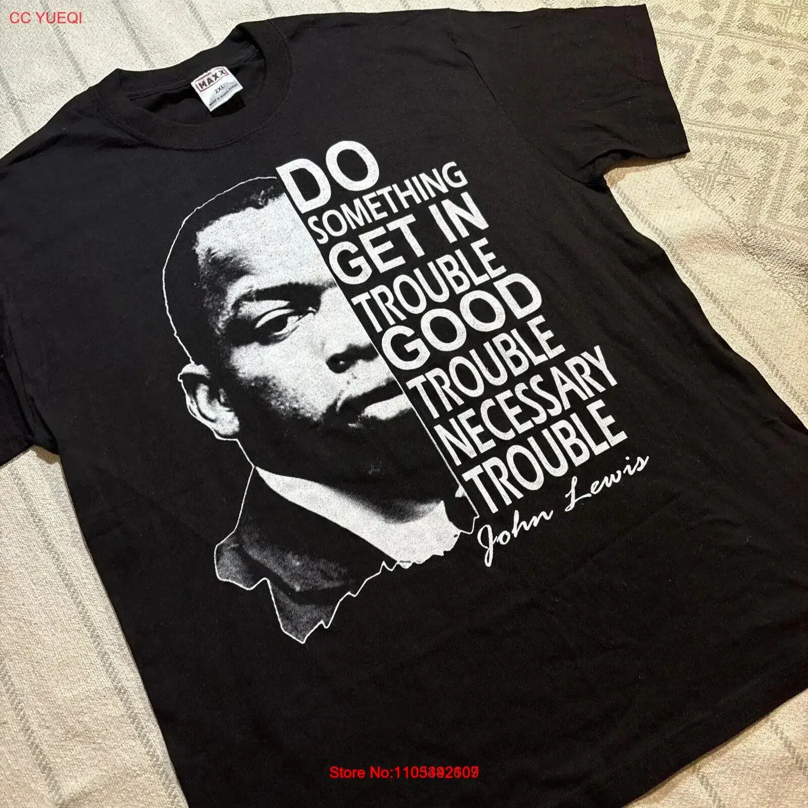 Фото Винтажная футболка John Lewis Do Something Get In Trouble Good Necessary, размер 2XL, винтажная, с эффектом потертости, слегка эластичная, стильная, мужская. №1