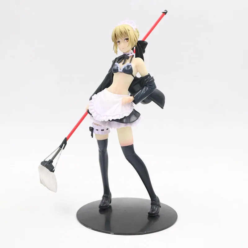 

22cm Japanese Anime Fate Stay Night FGO Saber Broom Mop Underwear Maid Ver. PVC Action Figure Collectible Model Toys Brinquedos