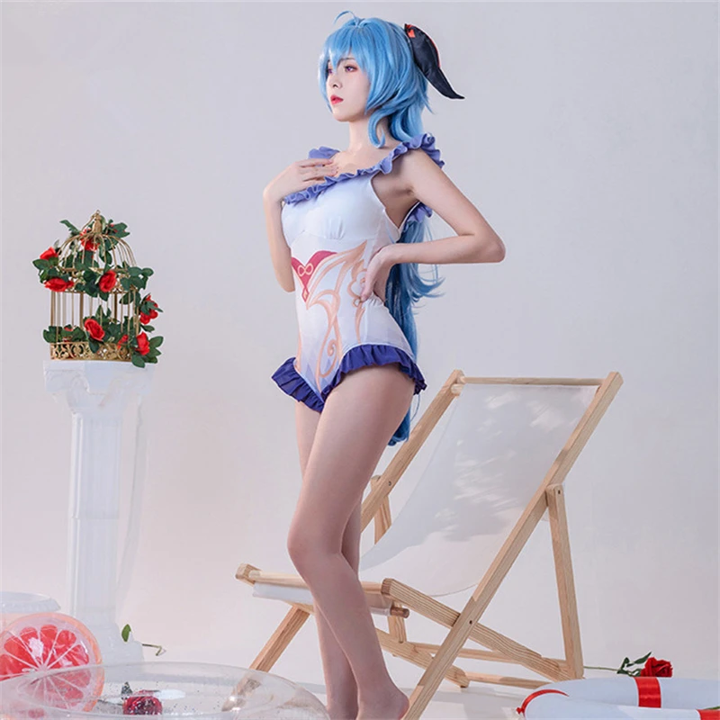 

Game Genshin Impact Ganyu Cosplay Costume Sexy Bodysuit Women Swimming Suit Jumpsuit Zentai Swimsuit Prop