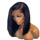 Прямой короткий парик из человеческих волос на сетке спереди, бразильские парики из T-частей, парики 5x1 на сетке, парики без повреждений, предварительно выщипанные фронтальные парики для женщин