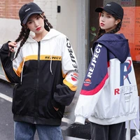 kchy baseball uniform jacket women japanese loose ins stitching hip hop top female hooded coat