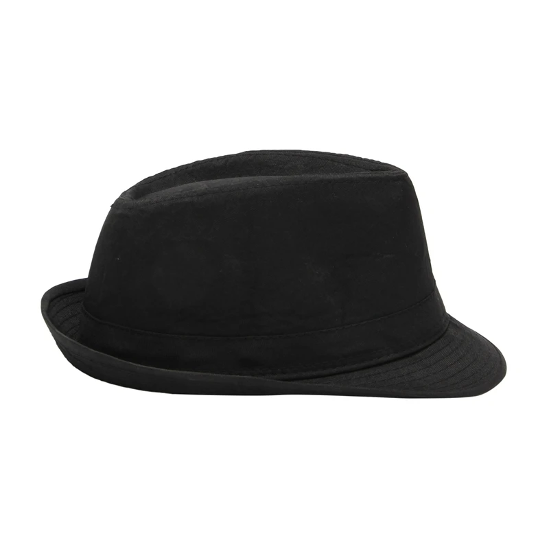 NEW-4X Black Fedora Plain Hat Outfit Accessory For Gangster Fancy Dress images - 6