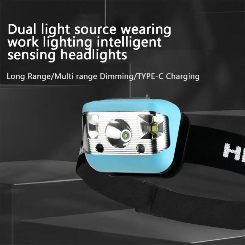 

Headlights Cob Led 5 Lighting Modes Sensing With Built-in Battery High Light Camping Supplies Headlamp Portable Usb Rechargeable