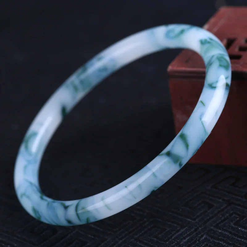 

Natural Chinese Blue Hand-carved Jade Bracelet Fashion Exquisite Round Women's Bracelets Sent Girlfriend and Mother Gifts
