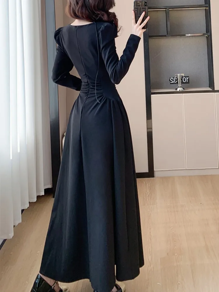 Элегантное шикарное женское модное черное платье винтажное повседневное