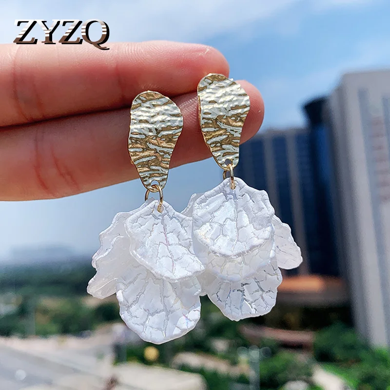 

ZYZQ акриловые цветные серьги, романтические листья, лепестки роз, висячие серьги для женщин 2022, новые эффектные модные украшения