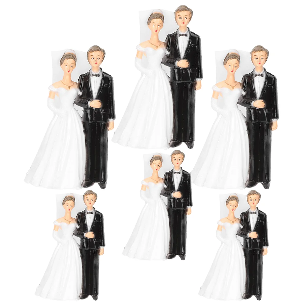 

6 Pcs Bride Groom Figurines Couple Adorn Cake Decor And Table Resin Wedding Ornaments Lovers Automotivearts & Crafts