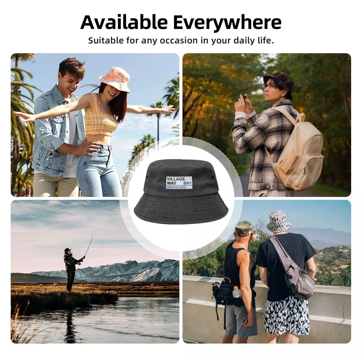 Панама для мужчин и женщин головной убор в стиле виллы деревни с надписью Брайтон