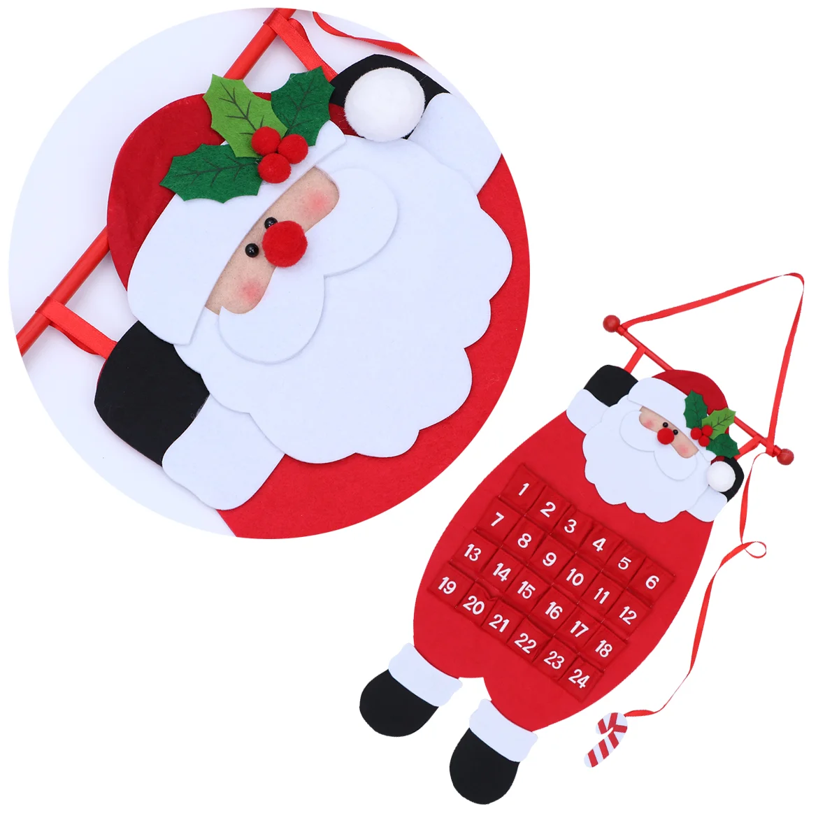 

Countdown to Christmas Santa Advent Calendar Christmas Tree Hanging Ornaments Decoration For Home Office Party Decor (Santa
