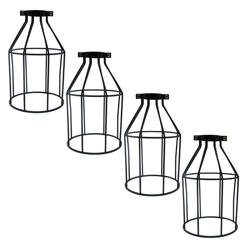 

4pcs Metal Lamp Guard Industrial Shade Cylinder Chandelier Shade Cage Lamp Shade Pendant Lamp Cover Lamp Protector Shade