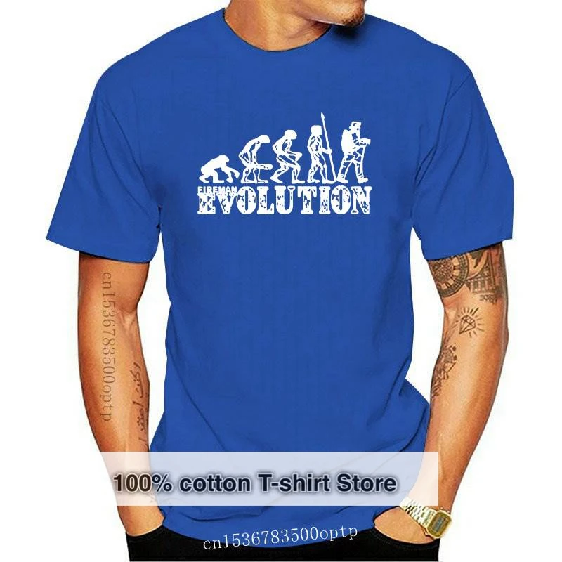 

New Fi2021an Evolution Mens Funny Firefighter T-Shirt Fire Brigade Service Gift