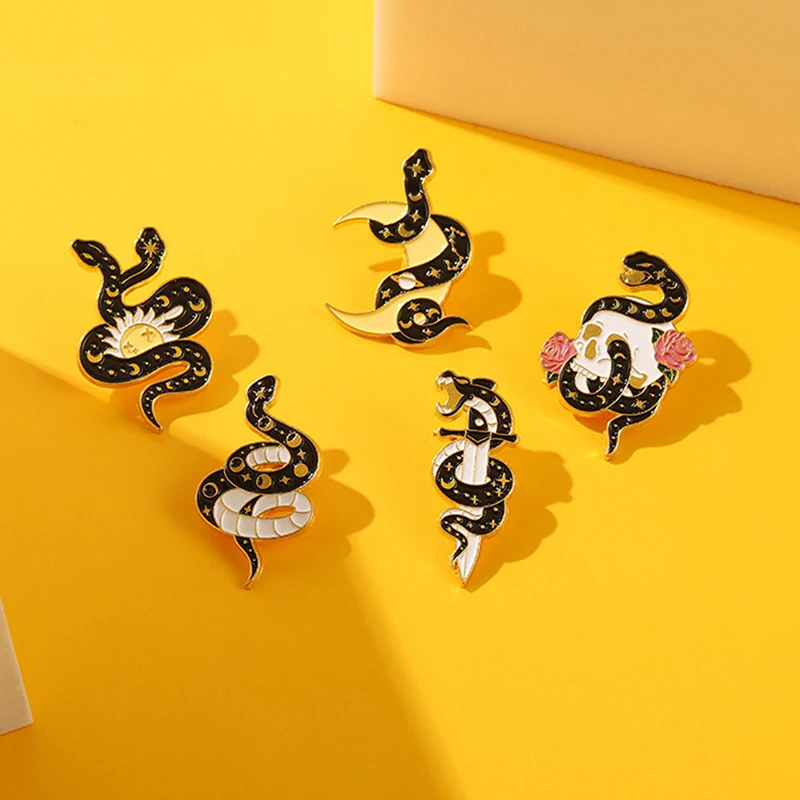1 шт. креативная модная мультяшная черная змея брошь на лацкан значок заколка