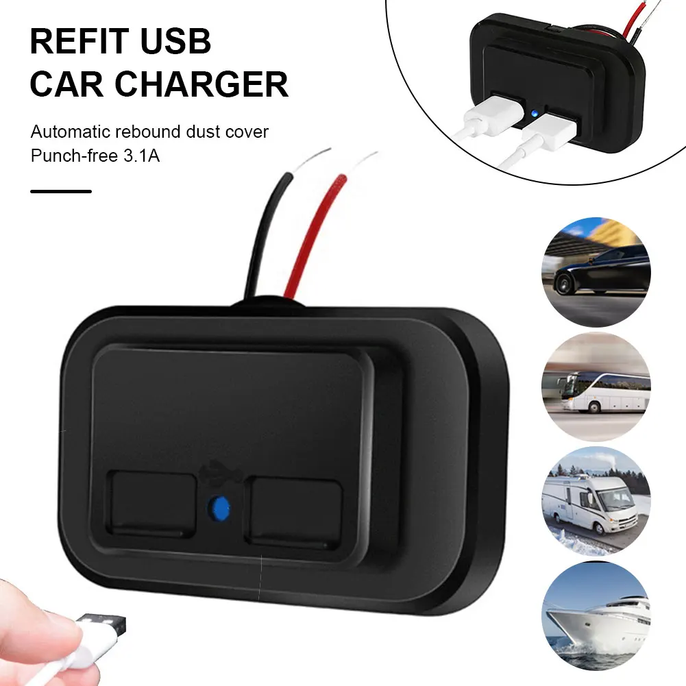 

Dual USB Car Charger Socket USB Charger Adapter 4.8A 3.1A 12V/24V Car Usb Splitter Outlet Power Adapter for Camper Truck Boat RV