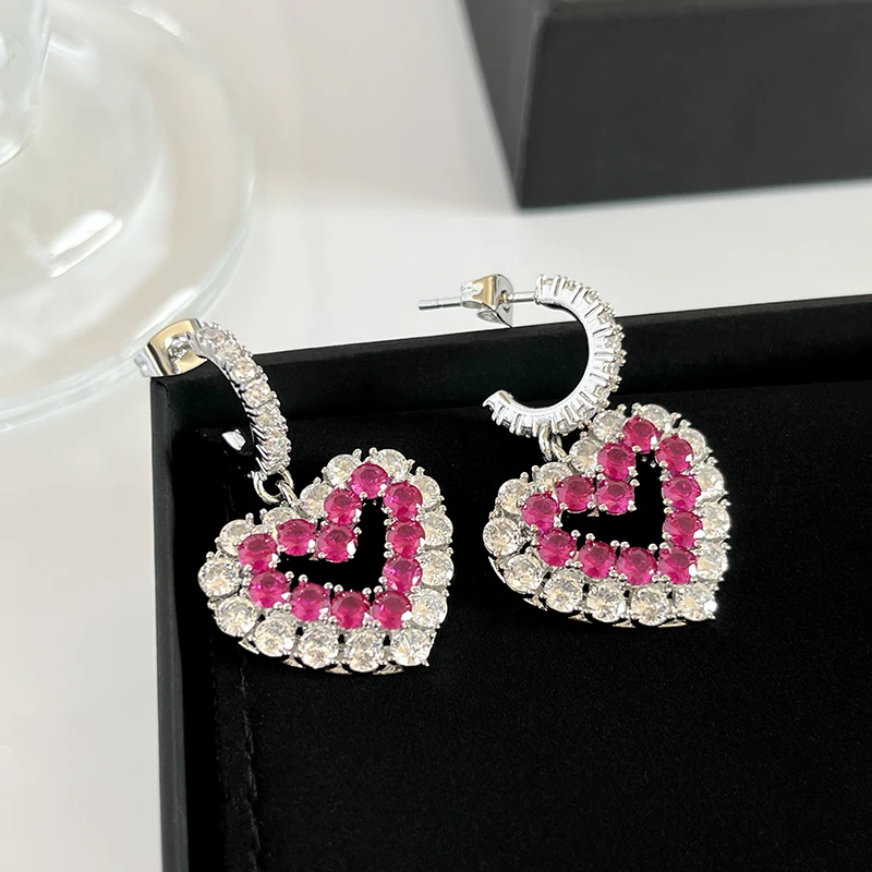 Женские серьги-кольца с цирконием редкие Роскошные серьги подвеской в виде