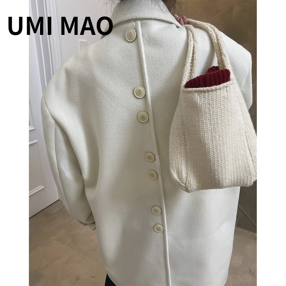 

UMI MAO Spring Autumn New Korean Version Designer Wind Shoulder Sleeve Split Tweed Jacket Casual Thin Top Female Women Y2K