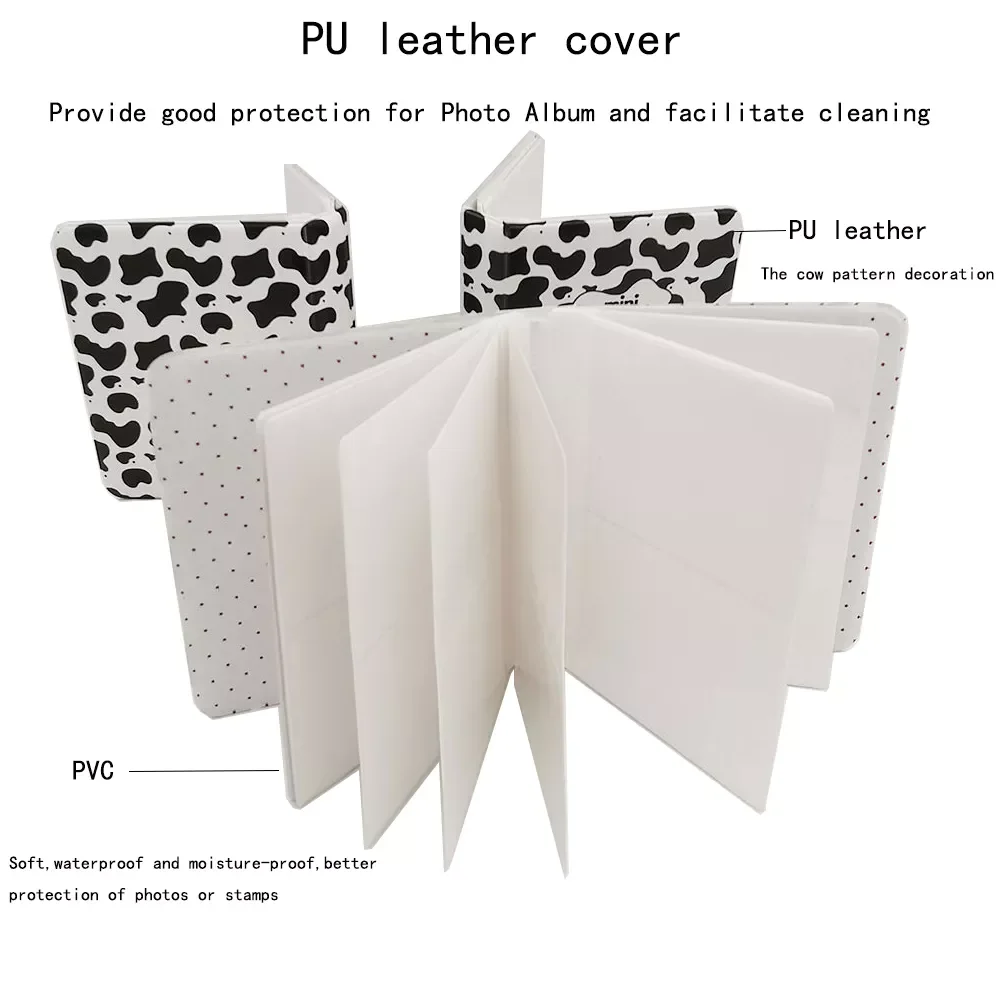 

Pockets 3inch Photo Album Instax Mini Cow Pattern Photo Albums Postage Stamp Collection Book Home Decoration Photocard Holder
