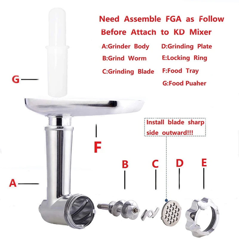 

Metal Food Grinder Attachment For Kitchenaid Stand Mixer,Meat Grinder Accessories Includes Sausage Stuffer Tubes