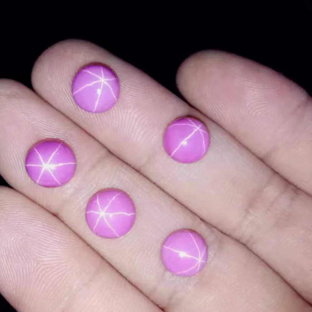 

High Quality Pink Star Ruby Mohs Hardness 9 Round Cabochon Smooth Polished Surface Round Star Ruby Cabochon Flat Back SC027