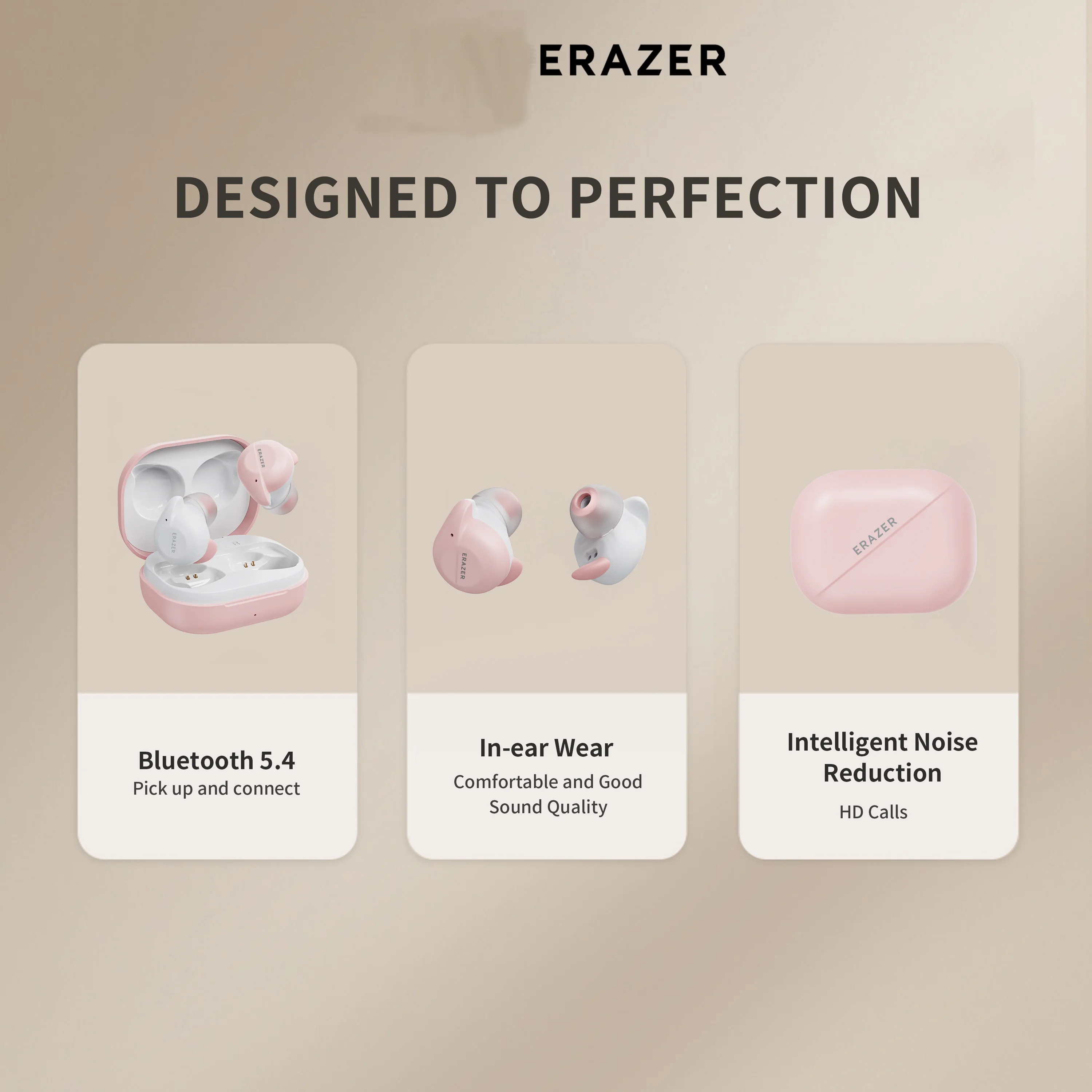 Фото Беспроводные наушники-вкладыши Erazer XT91 PRO, стереозвук, спортивные наушники с объемным звучанием, эргономичный комфортный дизайн для спортзала и бега №2
