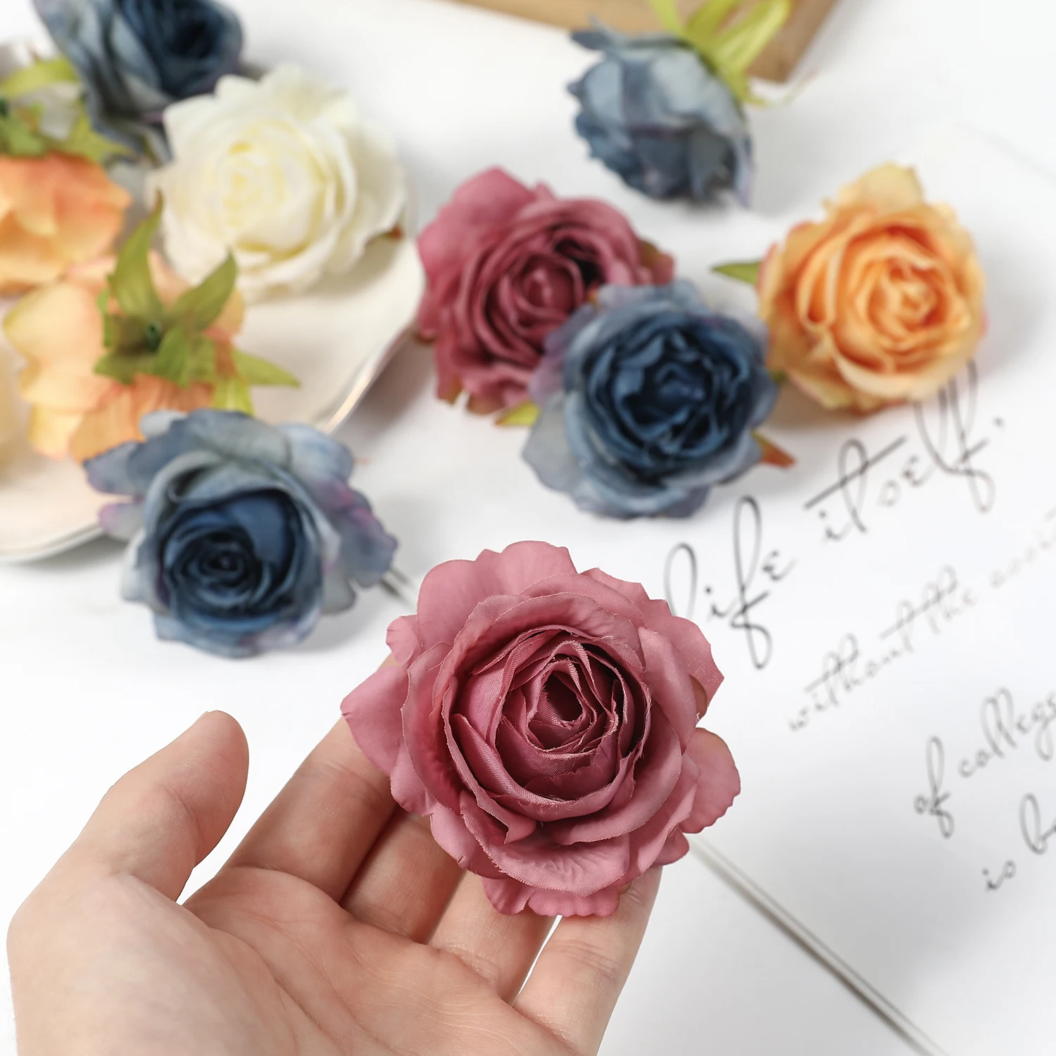 

5PCs Rose Artificial Flowers Silk Fake Flowers For Home Room Decor Party Wedding Valentines Day Decorations DIY Crafts Accessory