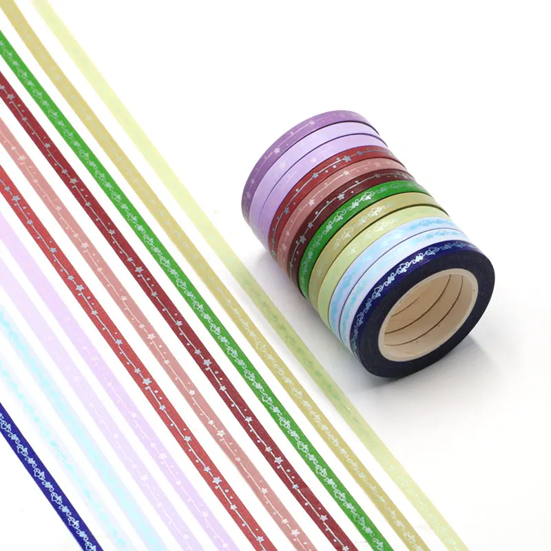 

3Pcs/Set slim Foil Washi Tape Quality Stationery Diy Scrapbooking Photo Album School Tools Kawaii Scrapbook Paper Stickers Gift