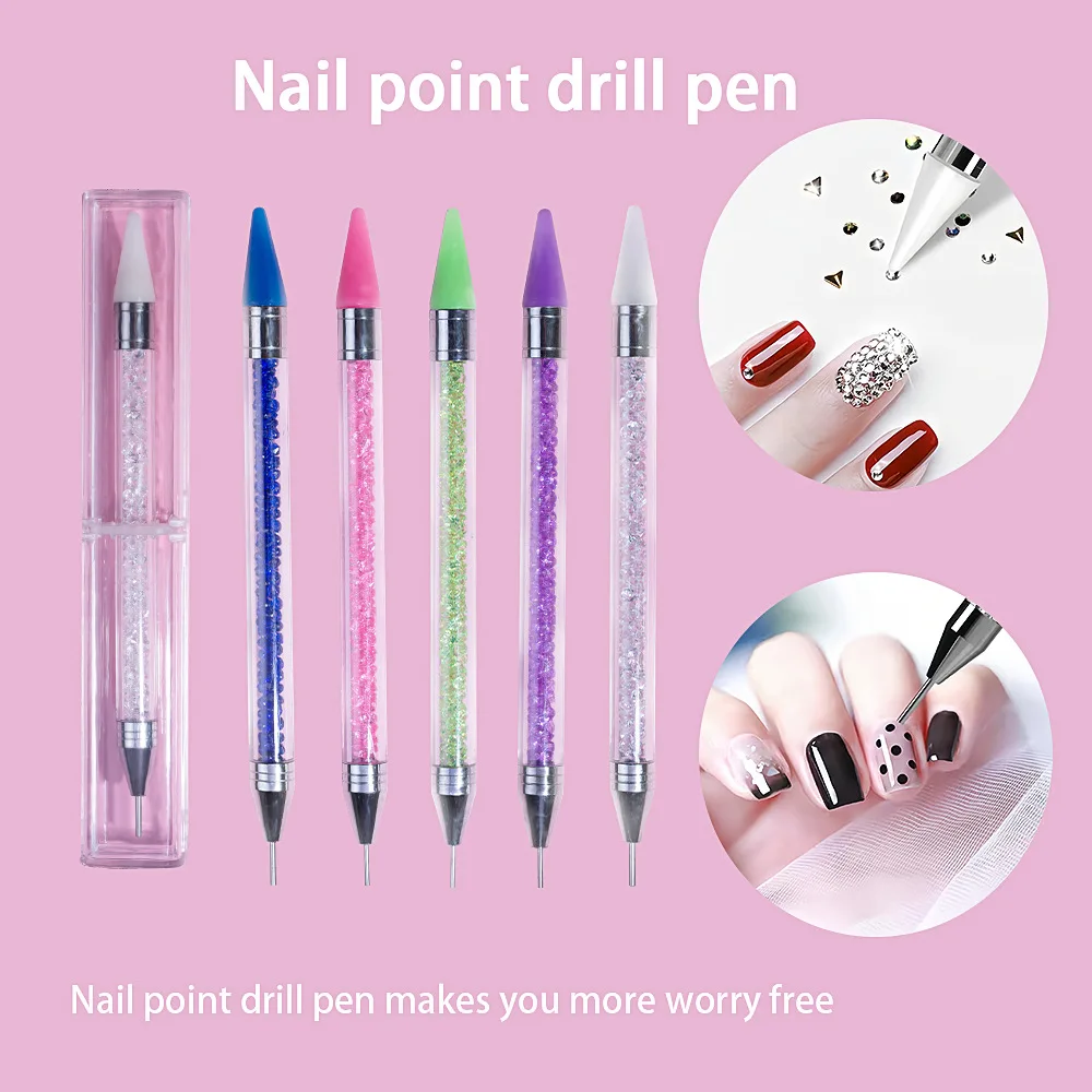 

1PCS Dual Heads Acrylic Dotting Wax Pen Rhinestones Gem Picker Crystal Picking Nail Art Decorations Parts DIY Point Drill Tools